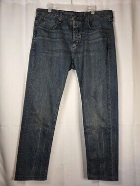 Rag & Bone Fit 1 Extra Slim Denim Blue Jeans Men's 36x28 Button Fly